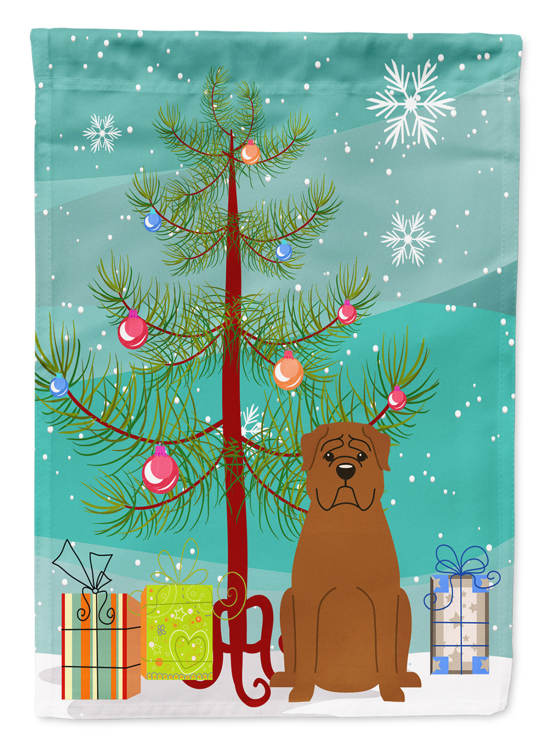 Merry Christmas Tree Dogue de Bourdeaux Garden Flag Mailbox Decorative Yard Banner Outside Patio Artwork for Flower Beds, Garden Size, Multicolor