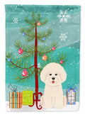Merry Christmas Tree Bichon Frise Garden Flag Mailbox Decorative Yard Banner Outside Patio Artwork for Flower Beds, Garden Size, Multicolor