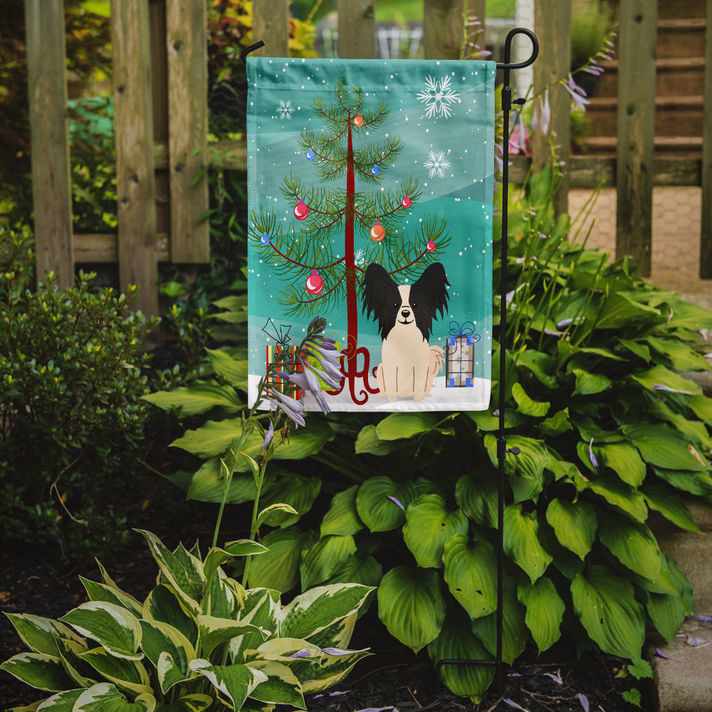 Merry Christmas Tree Papillon Black White Garden Flag Mailbox Decorative Yard Banner Outside Patio Artwork for Flower Beds, Garden Size, Multicolor
