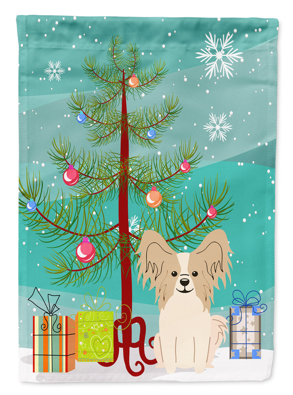 Merry Christmas Tree Papillon Sable White Garden Flag Mailbox Decorative Yard Banner Outside Patio Artwork for Flower Beds, Garden Size, Multicolor