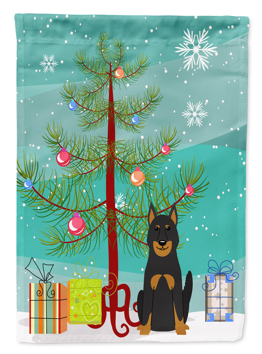 Merry Christmas Tree Beauce Shepherd Dog Garden Flag Mailbox Decorative Yard Banner Outside Patio Artwork for Flower Beds, Garden Size, Multicolor