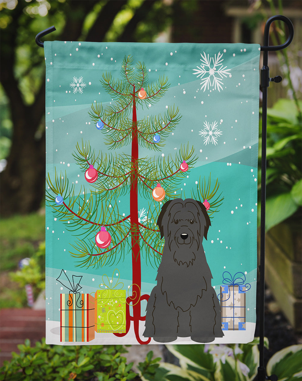 Merry Christmas Tree Briard Black Garden Flag Mailbox Decorative Yard Banner Outside Patio Artwork for Flower Beds, Garden Size, Multicolor