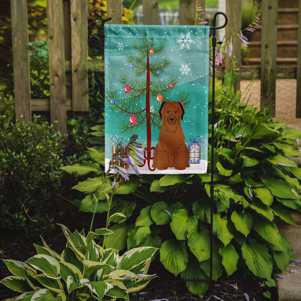 Merry Christmas Tree Briard Brown Garden Flag Mailbox Decorative Yard Banner Outside Patio Artwork for Flower Beds, Garden Size, Multicolor