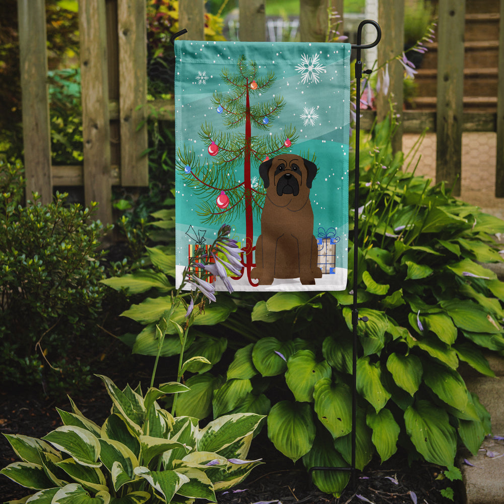 Merry Christmas Tree Bullmastiff Garden Flag Mailbox Decorative Yard Banner Outside Patio Artwork for Flower Beds, Garden Size, Multicolor