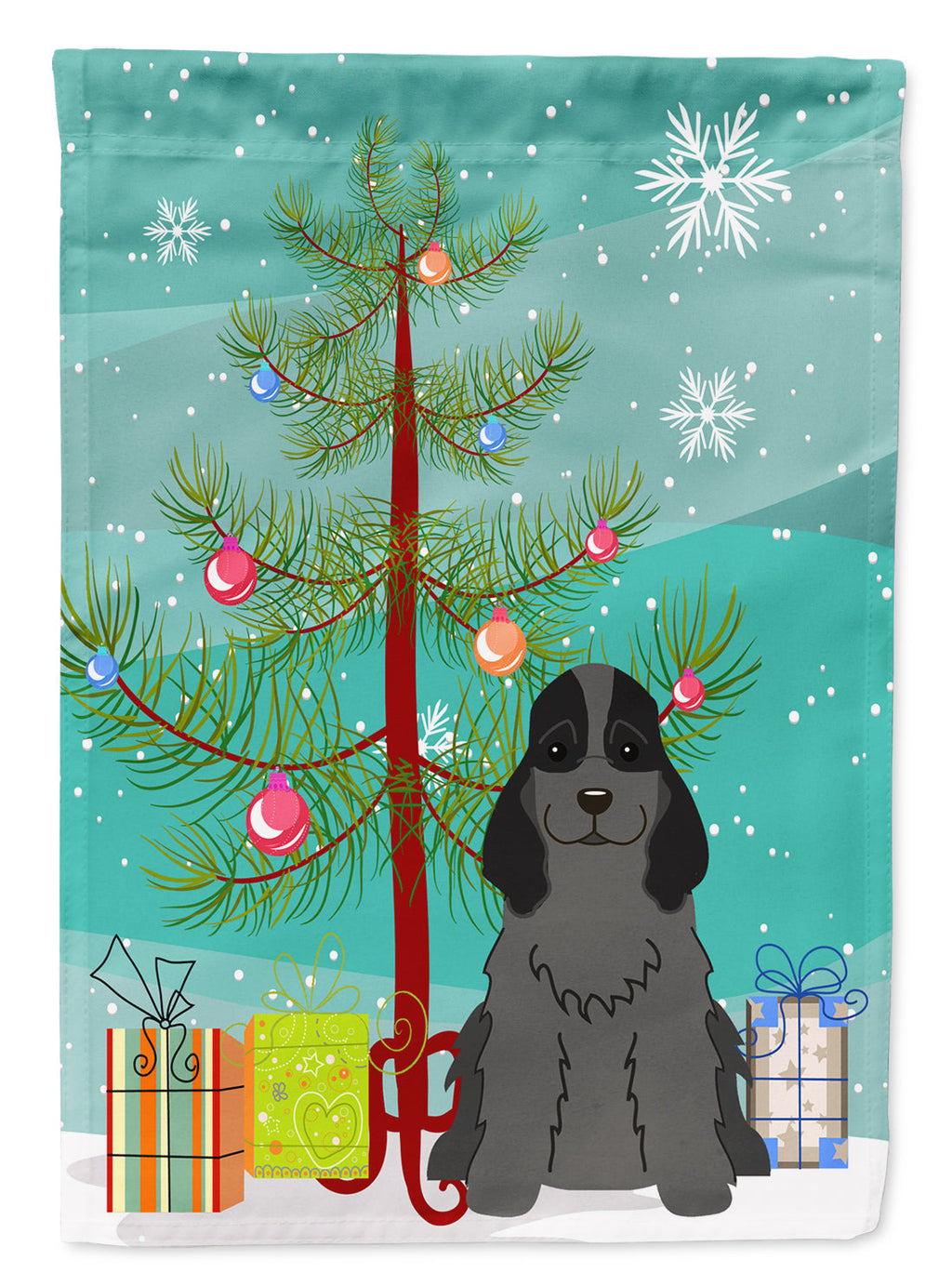 Merry Christmas Tree Cocker Spaniel Black Garden Flag Mailbox Decorative Yard Banner Outside Patio Artwork for Flower Beds, Garden Size, Multicolor