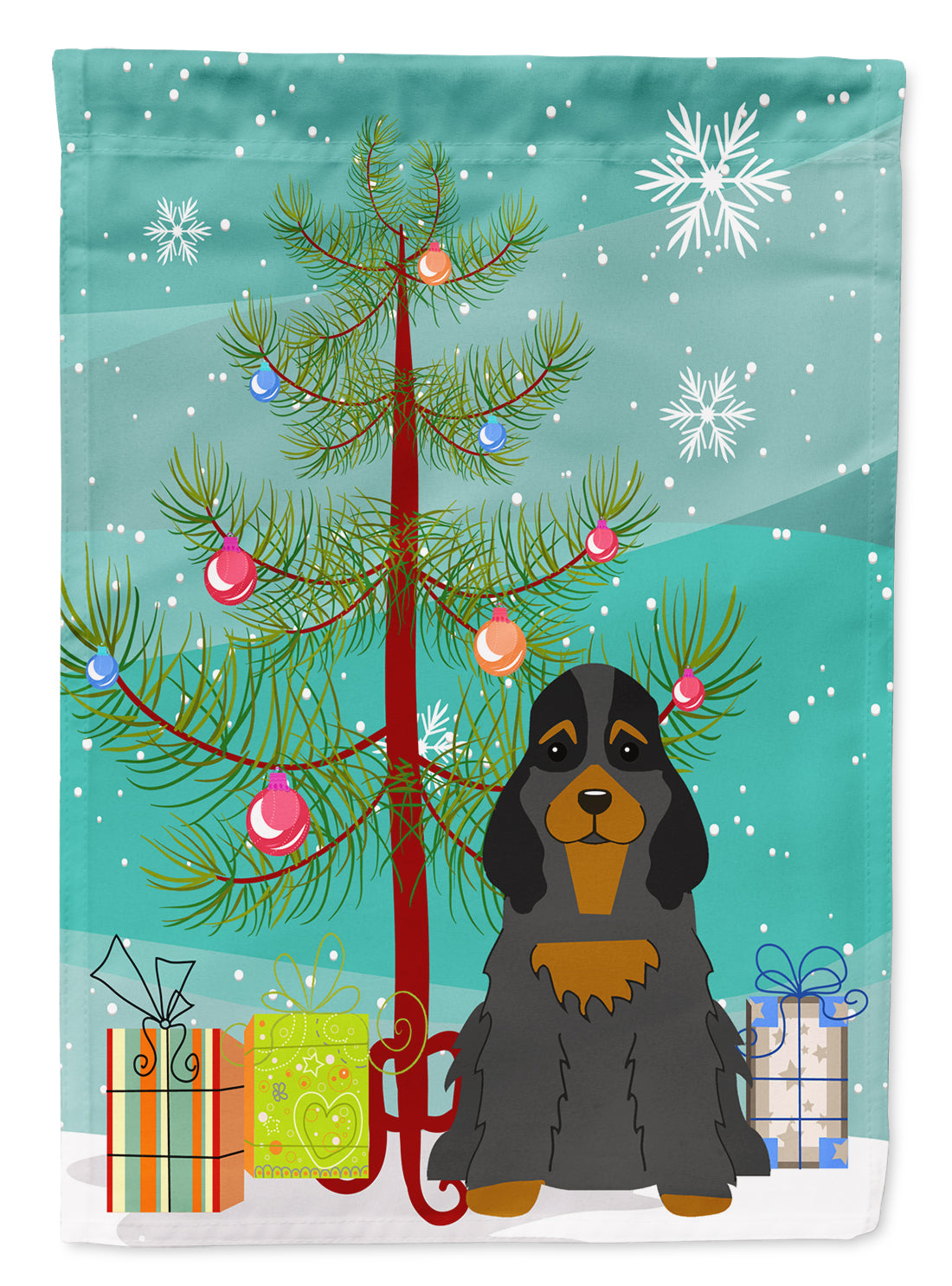 Merry Christmas Tree Cocker Spaniel Black Tan Garden Flag Mailbox Decorative Yard Banner Outside Patio Artwork for Flower Beds, Garden Size, Multicolor