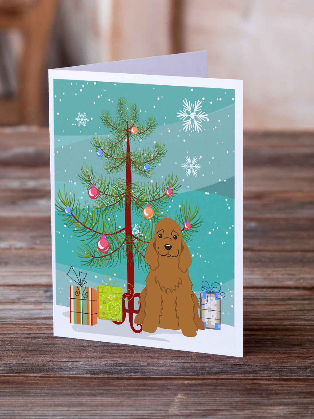 Merry Christmas Tree Cocker Spaniel Red Greeting Cards Pack of 8 Blank Cards with Envelopes Whimsical A7 Size 5x7