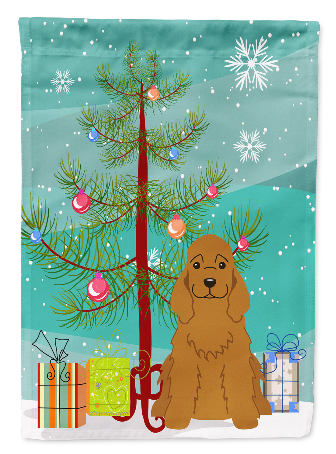 Merry Christmas Tree Cocker Spaniel Red Garden Flag Mailbox Decorative Yard Banner Outside Patio Artwork for Flower Beds, Garden Size, Multicolor