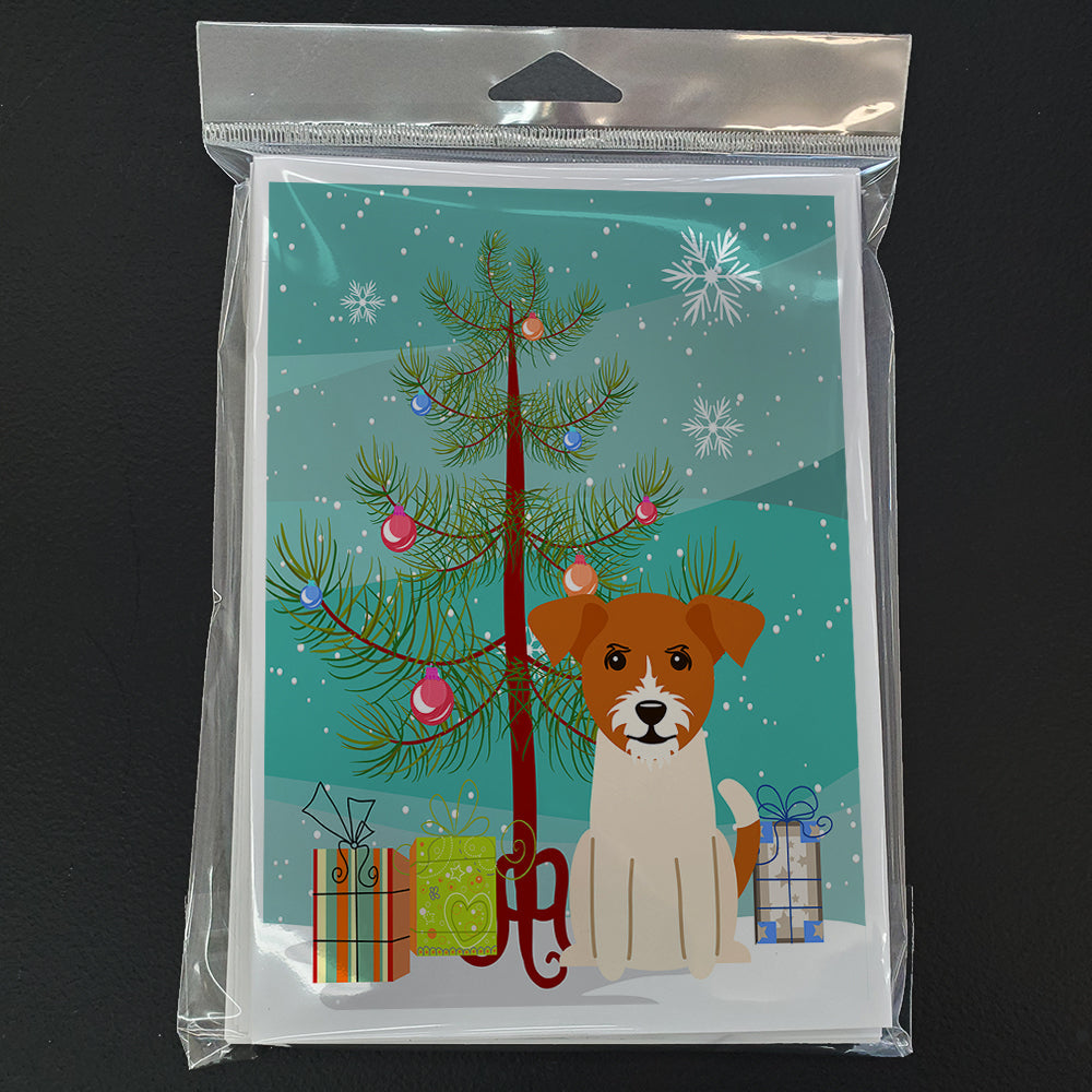 Merry Christmas Tree Jack Russell Terrier Greeting Cards Pack of 8 Blank Cards with Envelopes Whimsical A7 Size 5x7