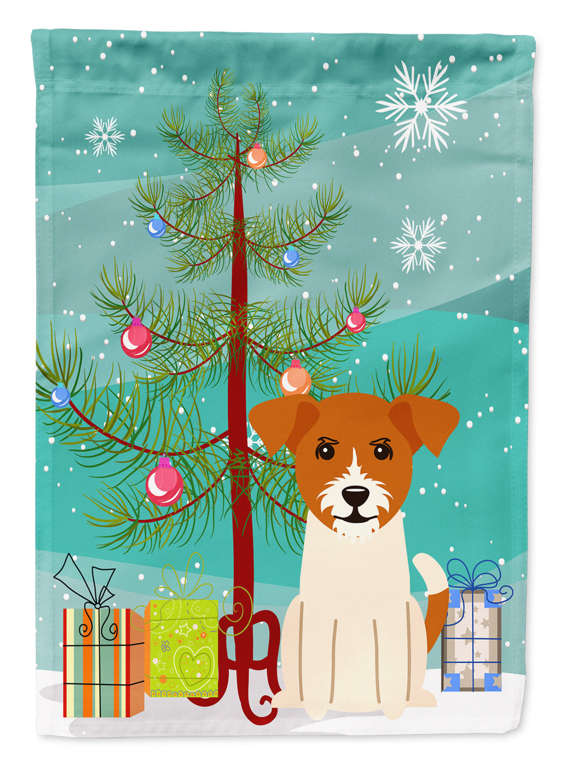 Merry Christmas Tree Jack Russell Terrier Garden Flag Mailbox Decorative Yard Banner Outside Patio Artwork for Flower Beds, Garden Size, Multicolor