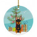 Merry Christmas Tree English Toy Terrier Ceramic Ornament Christmas Tree Hanging Decorations for Home Christmas Holiday, Party, Gift, 3 in, Multicolor