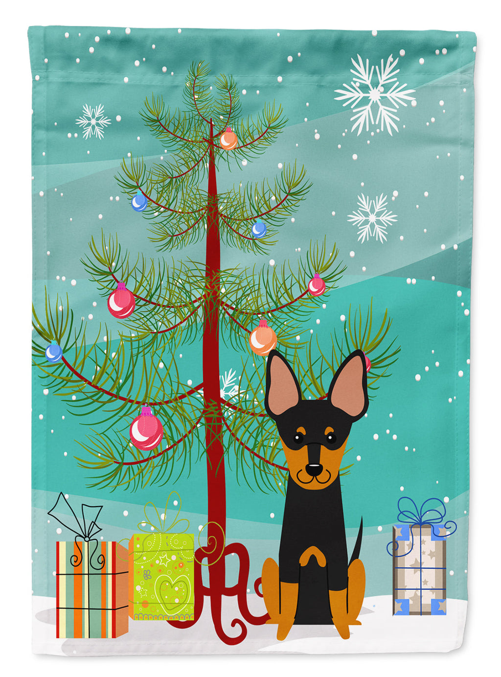 Merry Christmas Tree English Toy Terrier Garden Flag Mailbox Decorative Yard Banner Outside Patio Artwork for Flower Beds, Garden Size, Multicolor