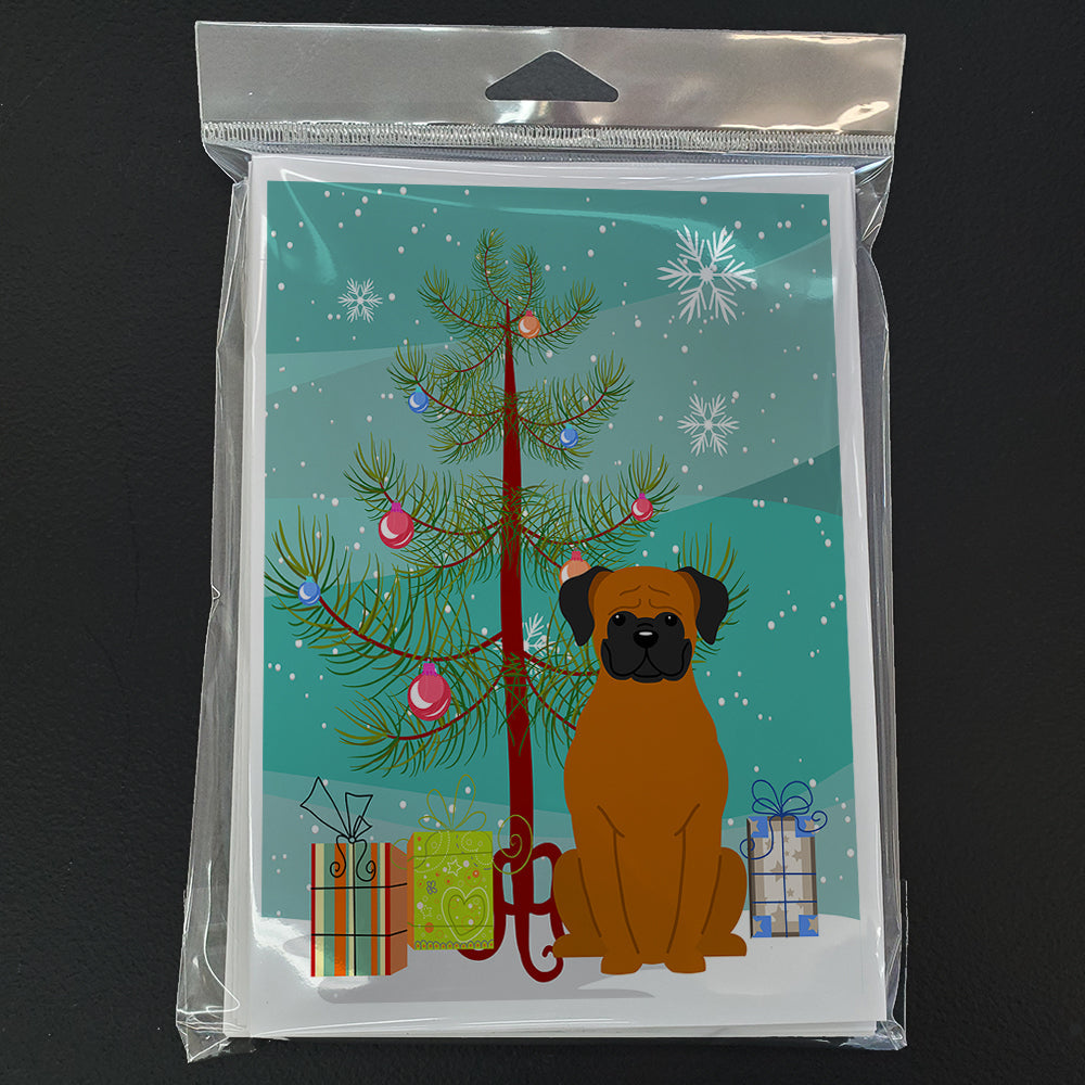 Merry Christmas Tree Fawn Boxer Greeting Cards Pack of 8 Blank Cards with Envelopes Whimsical A7 Size 5x7