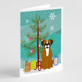 Merry Christmas Tree Flashy Fawn Boxer Greeting Cards Pack of 8 Blank Cards with Envelopes Whimsical A7 Size 5x7