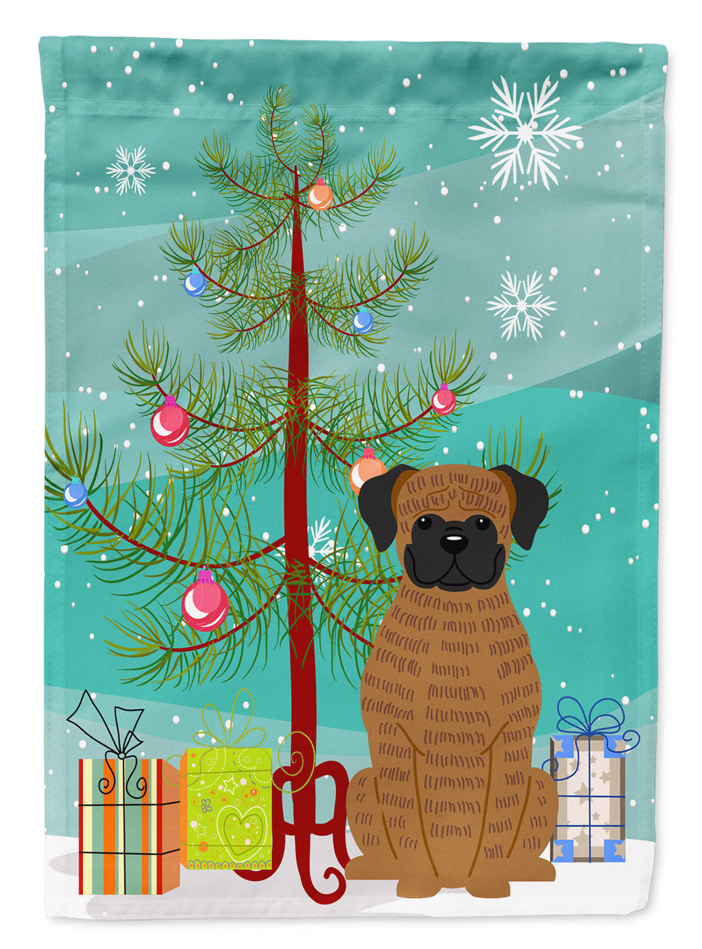 Merry Christmas Tree Brindle Boxer Garden Flag Mailbox Decorative Yard Banner Outside Patio Artwork for Flower Beds, Garden Size, Multicolor