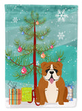 Merry Christmas Tree English Bulldog Red White Garden Flag Mailbox Decorative Yard Banner Outside Patio Artwork for Flower Beds, Garden Size, Multicolor