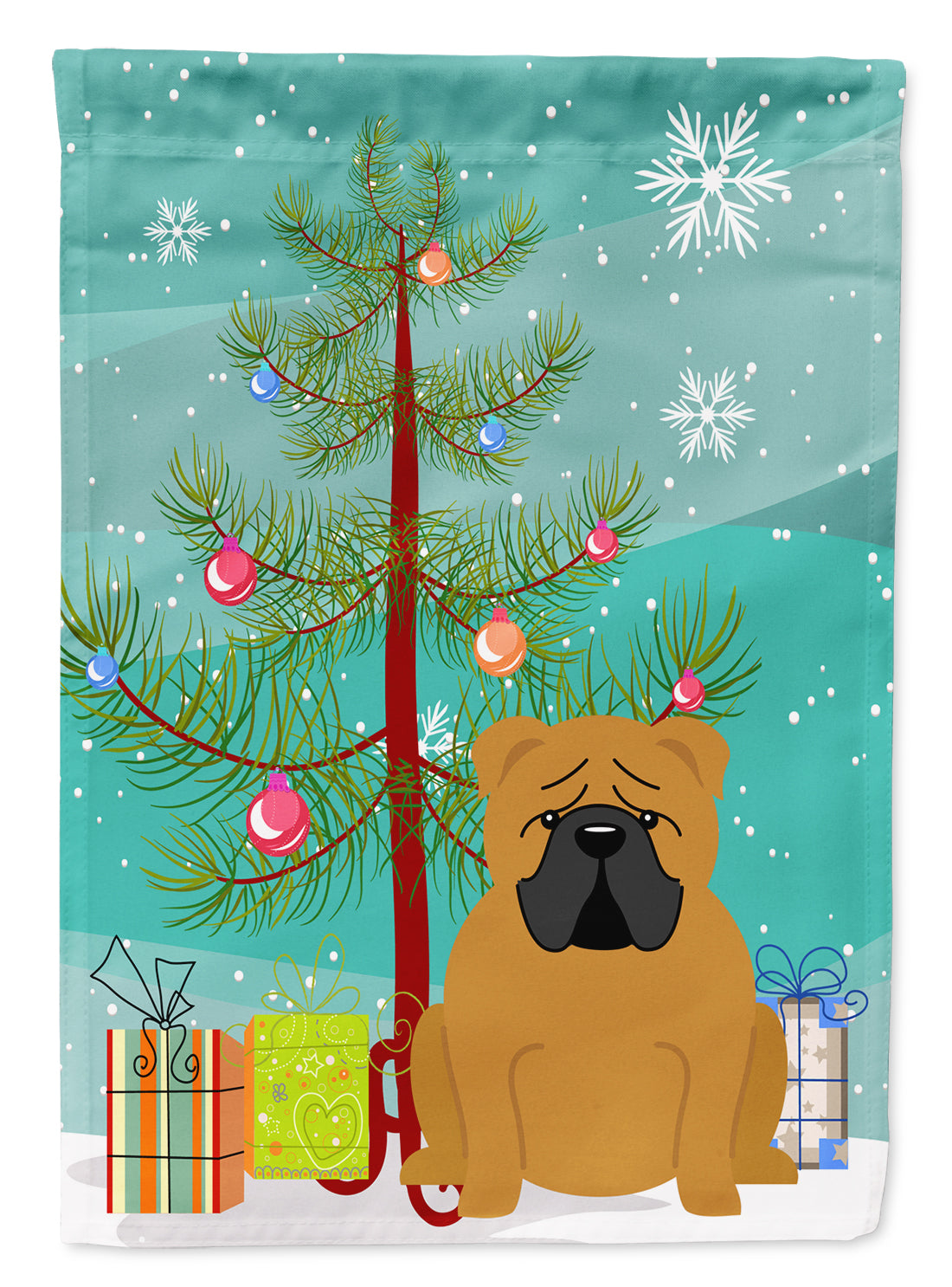 Merry Christmas Tree English Bulldog Red Garden Flag Mailbox Decorative Yard Banner Outside Patio Artwork for Flower Beds, Garden Size, Multicolor
