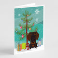Merry Christmas Tree Wire Haired Dachshund Chocolate Greeting Cards Pack of 8 Blank Cards with Envelopes Whimsical A7 Size 5x7