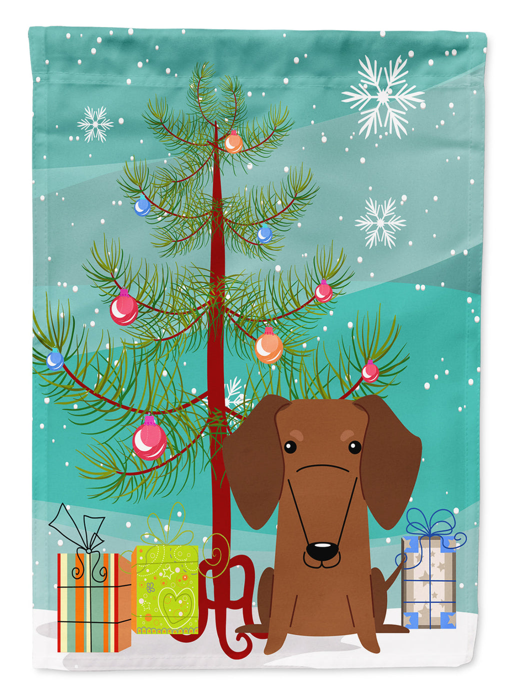Merry Christmas Tree Dachshund Red Brown Garden Flag Mailbox Decorative Yard Banner Outside Patio Artwork for Flower Beds, Garden Size, Multicolor