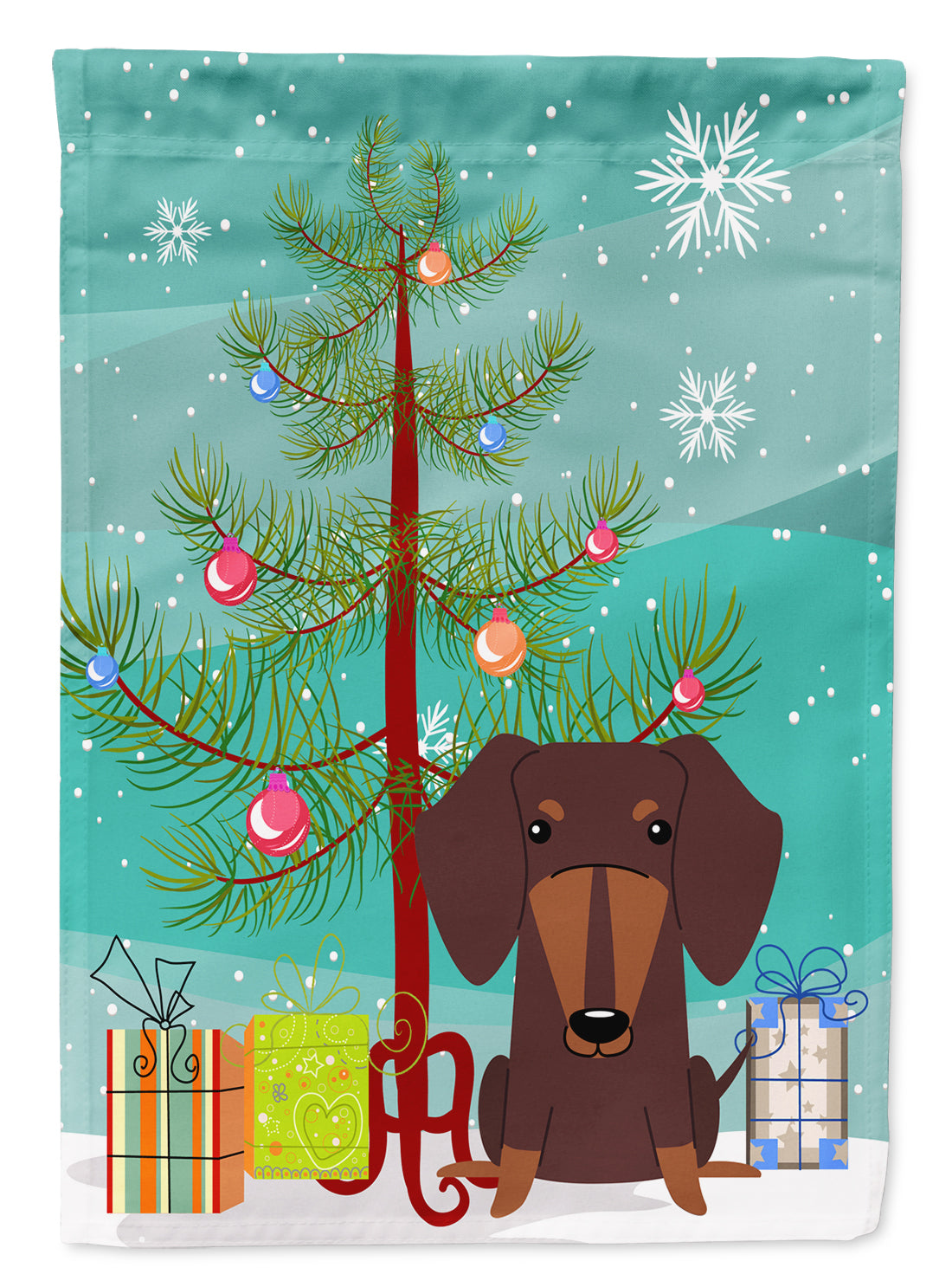 Merry Christmas Tree Dachshund Chocolate Garden Flag Mailbox Decorative Yard Banner Outside Patio Artwork for Flower Beds, Garden Size, Multicolor