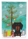 Merry Christmas Tree Dachshund Black Tan Garden Flag Mailbox Decorative Yard Banner Outside Patio Artwork for Flower Beds, Garden Size, Multicolor