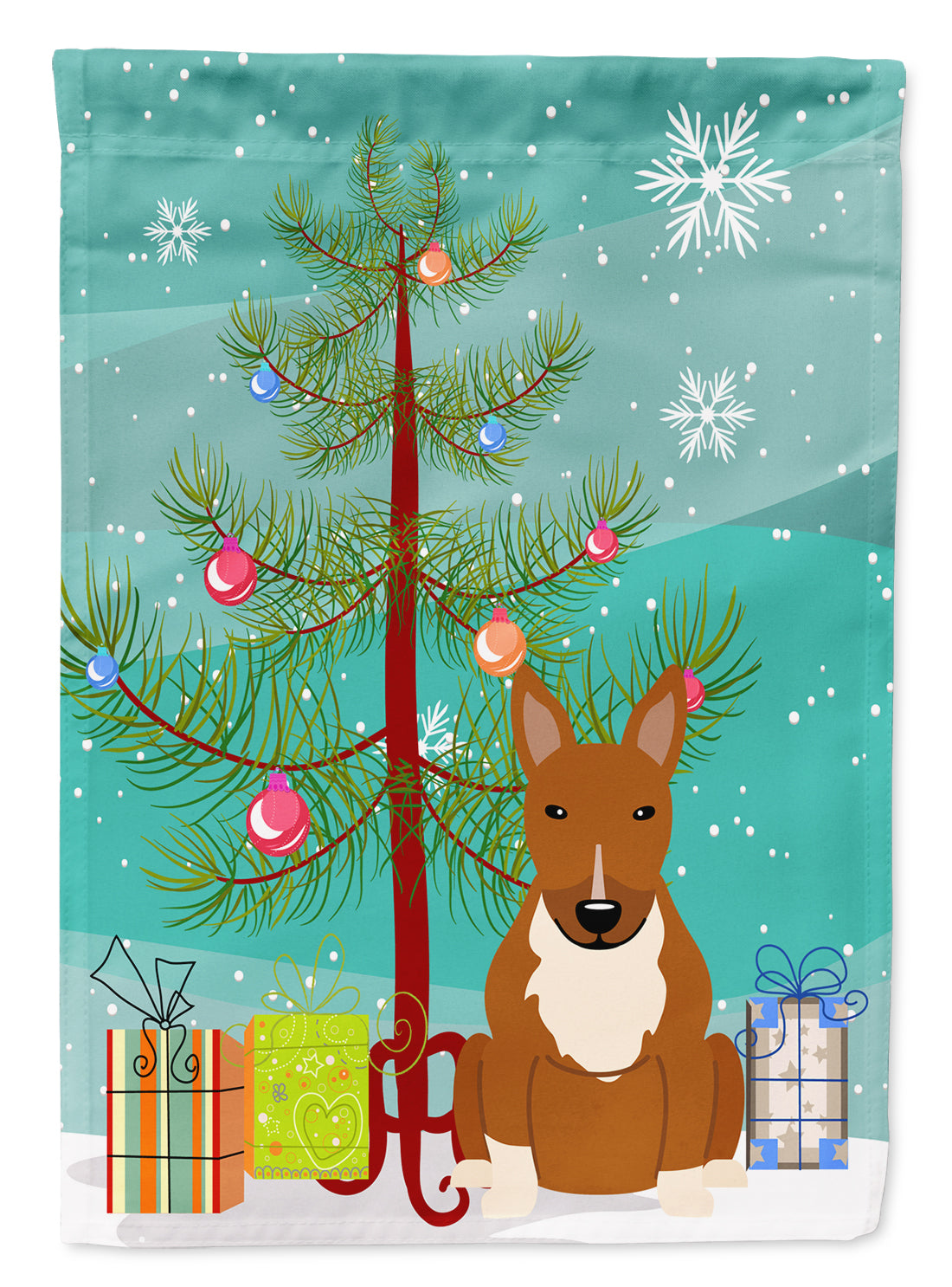 Merry Christmas Tree Bull Terrier Red Garden Flag Mailbox Decorative Yard Banner Outside Patio Artwork for Flower Beds, Garden Size, Multicolor