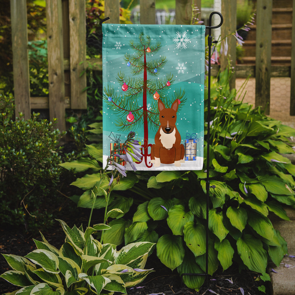 Merry Christmas Tree Bull Terrier Red Garden Flag Mailbox Decorative Yard Banner Outside Patio Artwork for Flower Beds, Garden Size, Multicolor