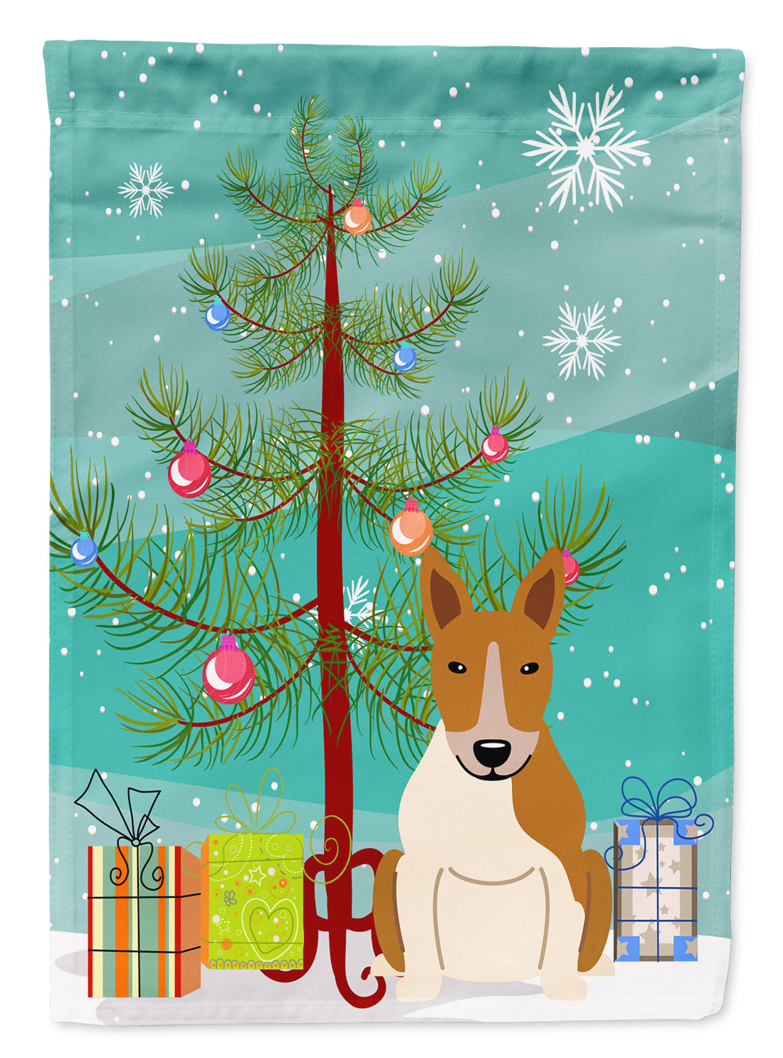 Merry Christmas Tree Bull Terrier Red White Garden Flag Mailbox Decorative Yard Banner Outside Patio Artwork for Flower Beds, Garden Size, Multicolor