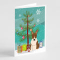 Merry Christmas Tree Bull Terrier Brindle Greeting Cards Pack of 8 Blank Cards with Envelopes Whimsical A7 Size 5x7