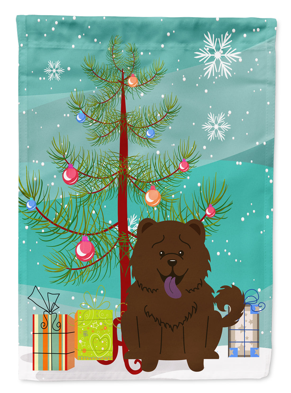 Merry Christmas Tree Chow Chow Chocolate Garden Flag Mailbox Decorative Yard Banner Outside Patio Artwork for Flower Beds, Garden Size, Multicolor