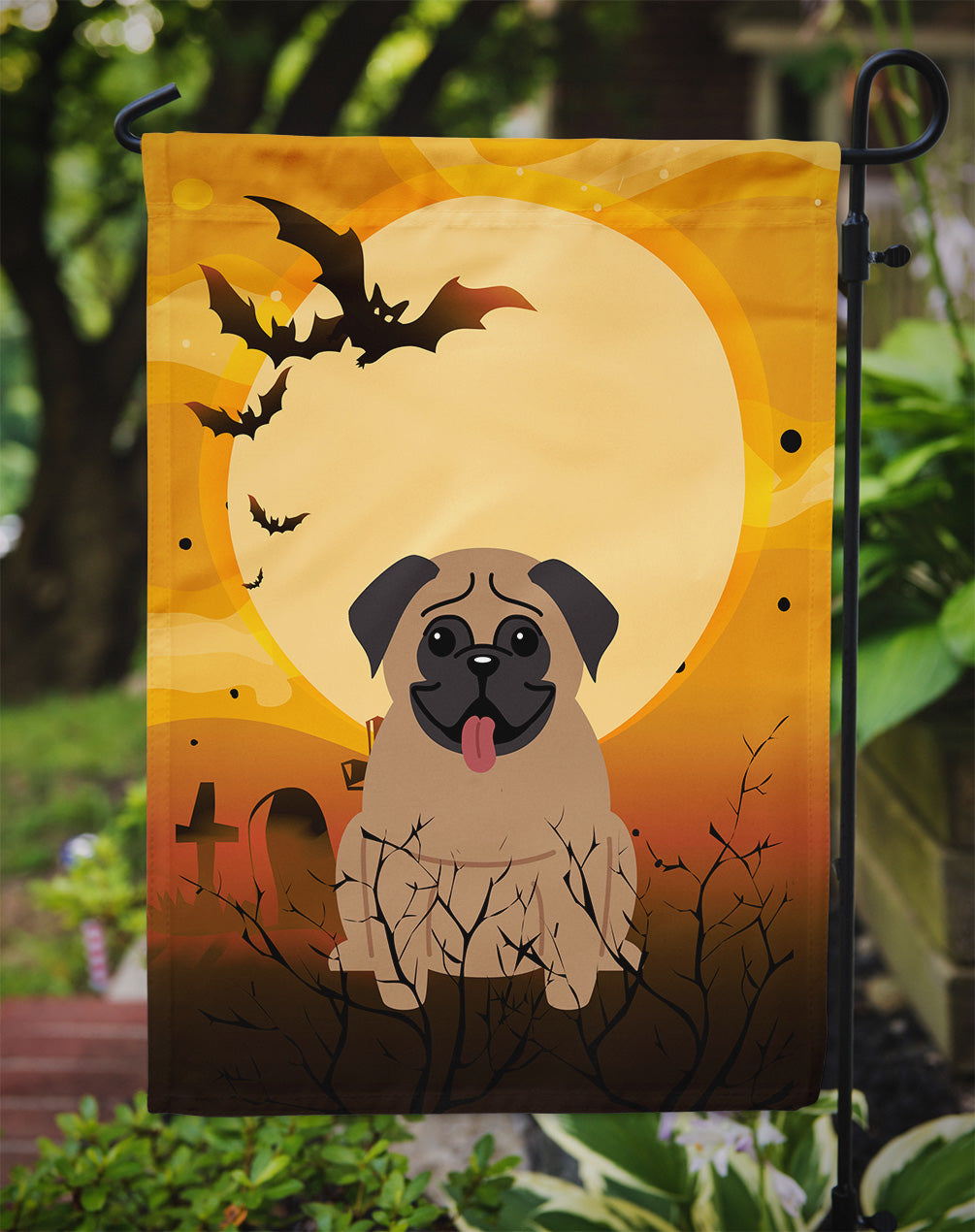 Halloween Pug Brown Garden Flag Mailbox Decorative Yard Banner Outside Patio Artwork for Flower Beds, Garden Size, Multicolor