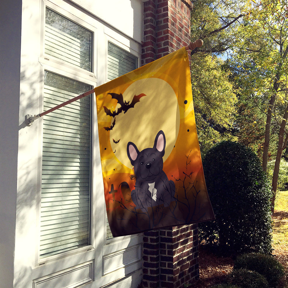 Halloween French Bulldog Brindle House Flag 28x40 Porch Sleeve Pole Decorative Outside Yard Banner Artwork Wall Hanging, Polyester