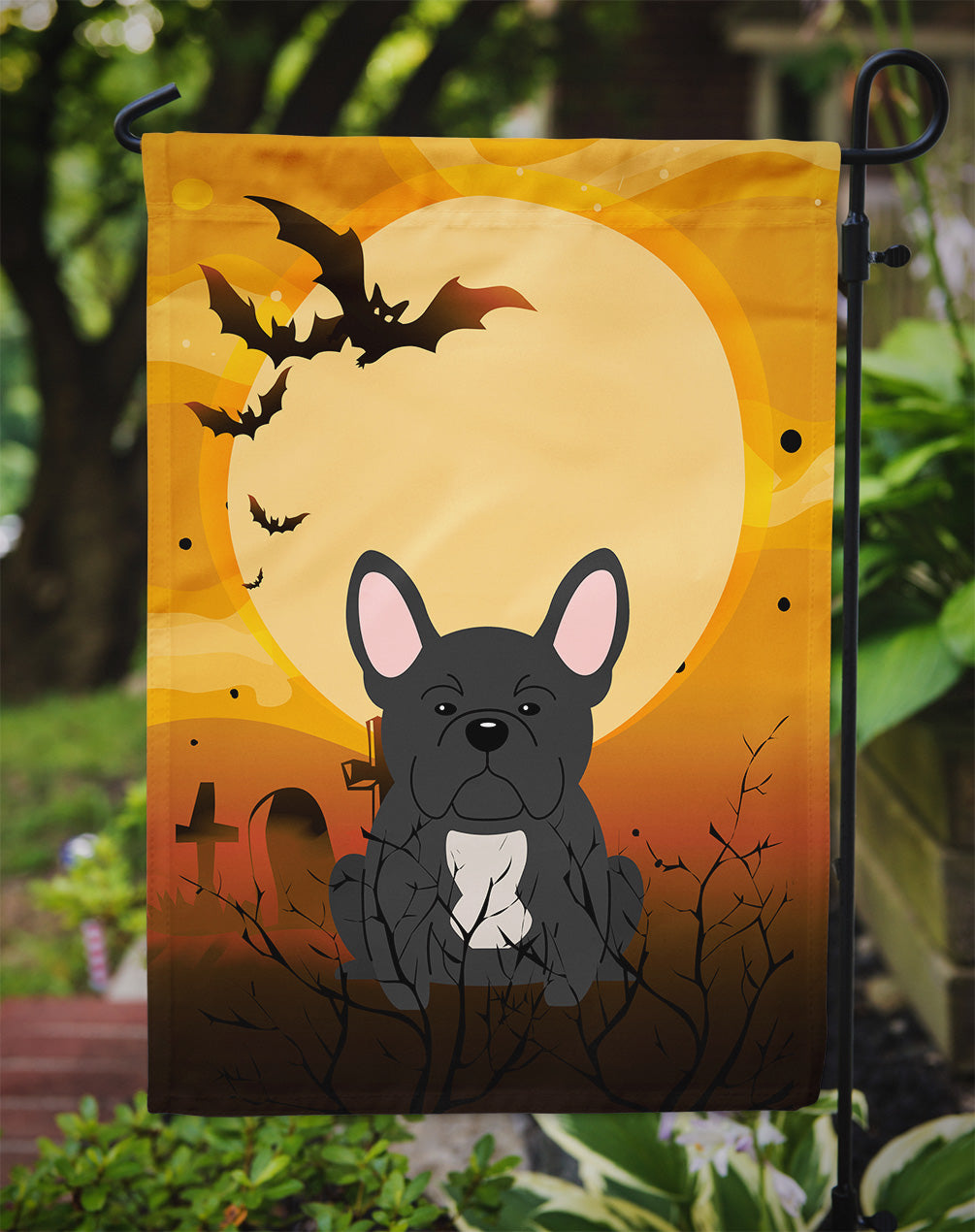 Halloween French Bulldog Black Garden Flag Mailbox Decorative Yard Banner Outside Patio Artwork for Flower Beds, Garden Size, Multicolor