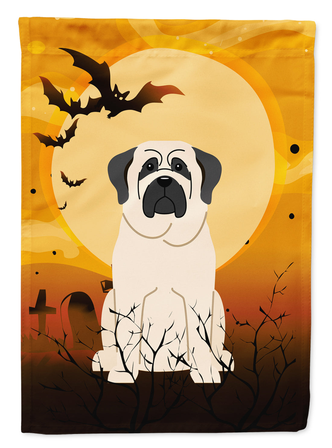 Halloween Mastiff White Garden Flag Mailbox Decorative Yard Banner Outside Patio Artwork for Flower Beds, Garden Size, Multicolor