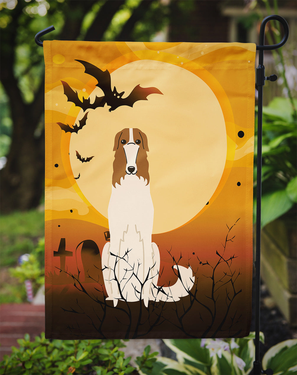 Halloween Borzoi Garden Flag Mailbox Decorative Yard Banner Outside Patio Artwork for Flower Beds, Garden Size, Multicolor