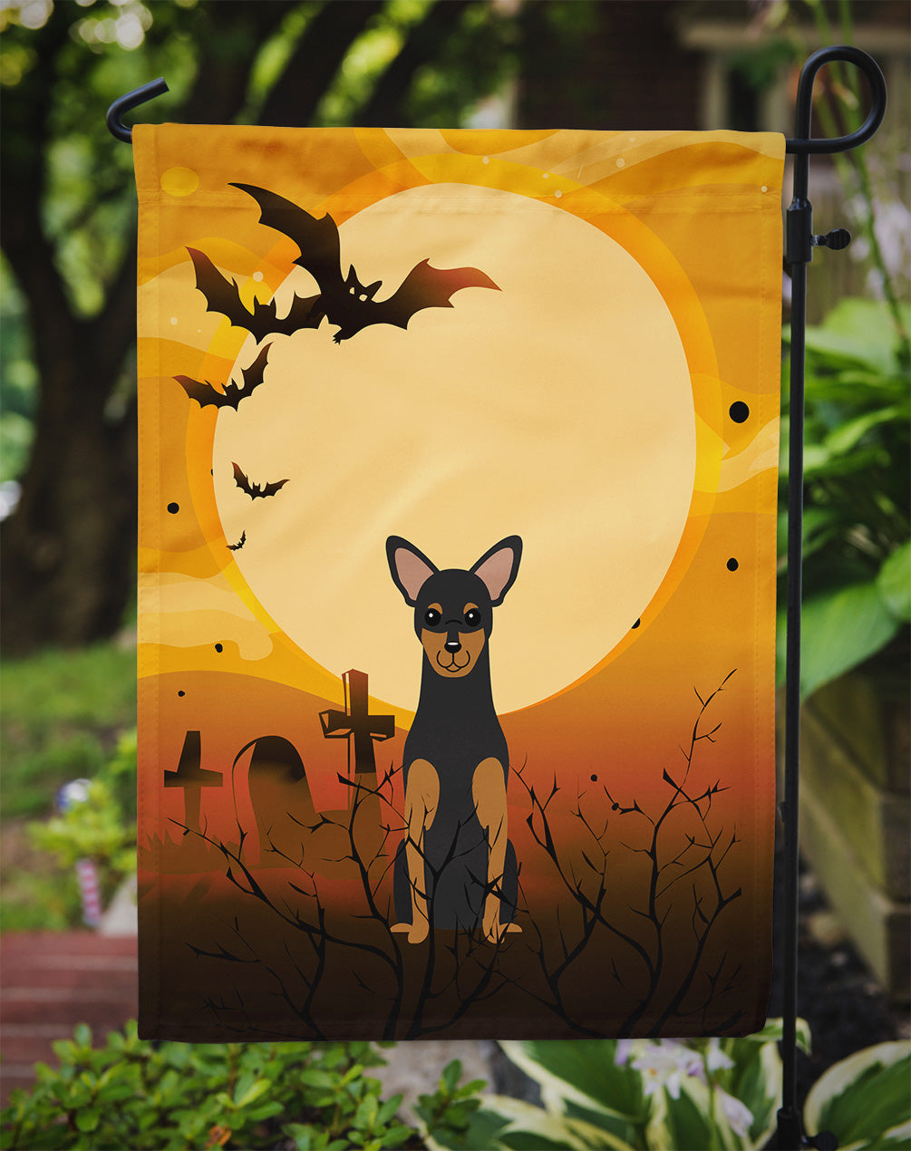 Halloween Manchester Terrier Garden Flag Mailbox Decorative Yard Banner Outside Patio Artwork for Flower Beds, Garden Size, Multicolor