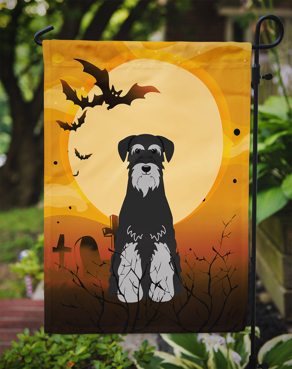 Halloween Standard Schnauzer Black Grey Garden Flag Mailbox Decorative Yard Banner Outside Patio Artwork for Flower Beds, Garden Size, Multicolor
