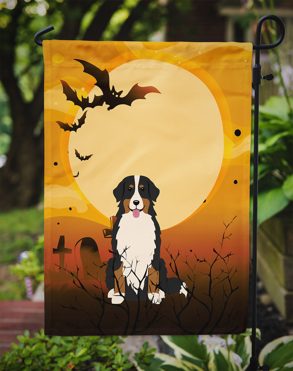 Halloween Bernese Mountain Dog Garden Flag Mailbox Decorative Yard Banner Outside Patio Artwork for Flower Beds, Garden Size, Multicolor