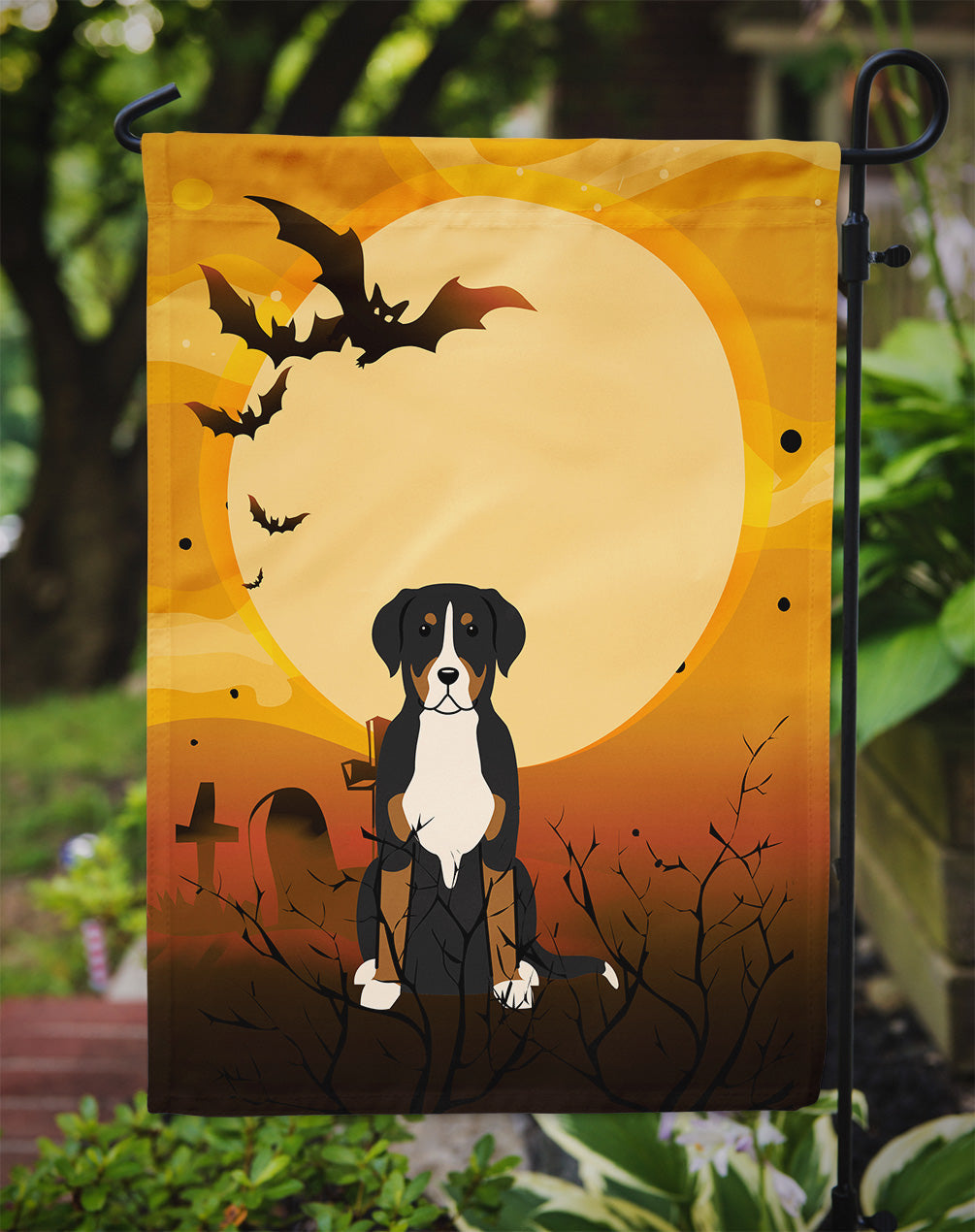 Halloween Greater Swiss Mountain Dog Garden Flag Mailbox Decorative Yard Banner Outside Patio Artwork for Flower Beds, Garden Size, Multicolor