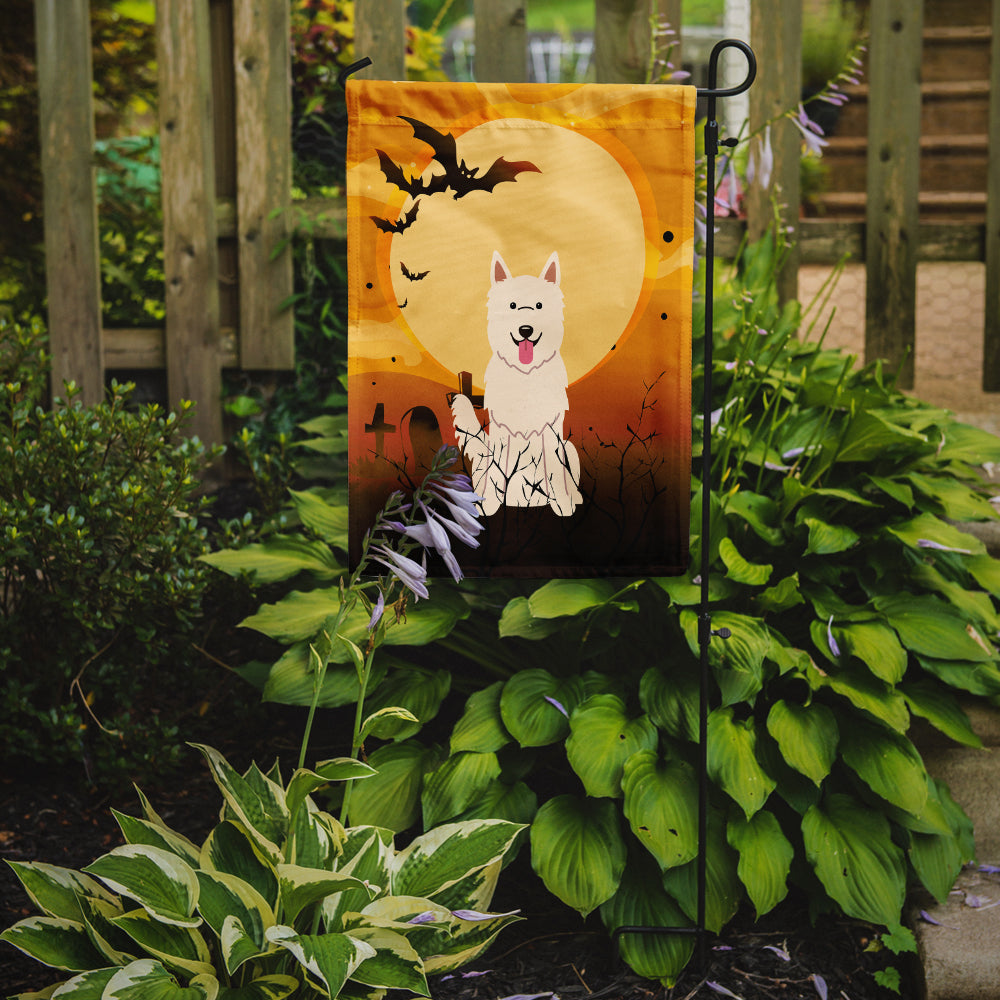 Halloween White German Shepherd Garden Flag Mailbox Decorative Yard Banner Outside Patio Artwork for Flower Beds, Garden Size, Multicolor