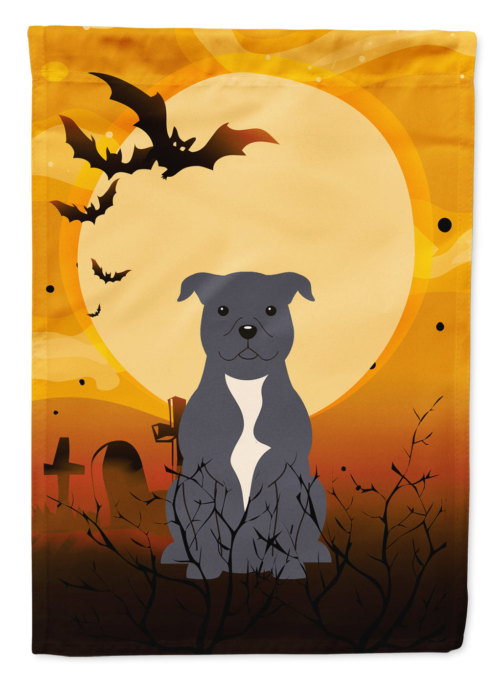 Halloween Staffordshire Bull Terrier Blue Garden Flag Mailbox Decorative Yard Banner Outside Patio Artwork for Flower Beds, Garden Size, Multicolor