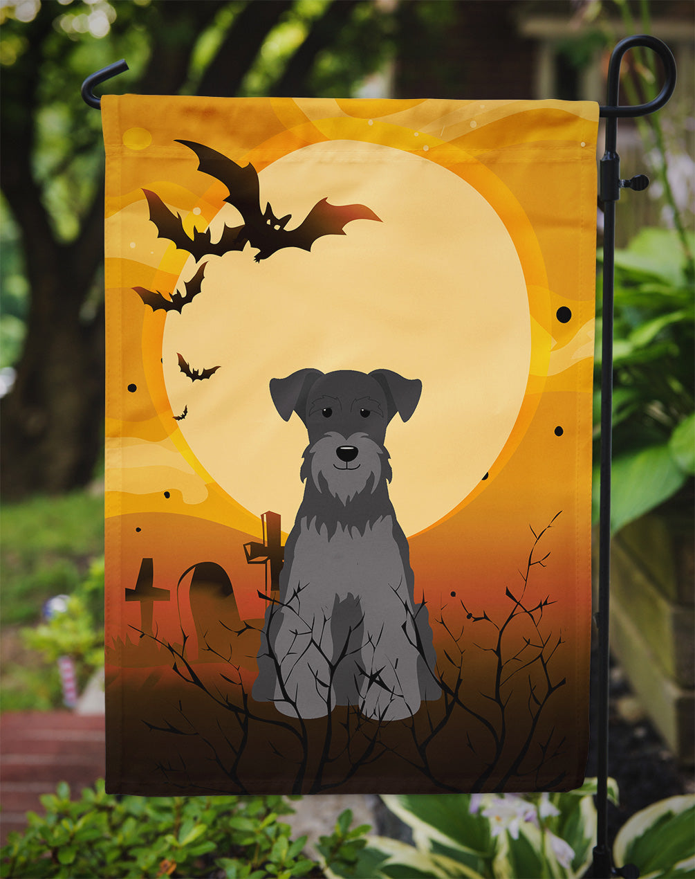 Halloween Miniature Schnauzer Black Garden Flag Mailbox Decorative Yard Banner Outside Patio Artwork for Flower Beds, Garden Size, Multicolor