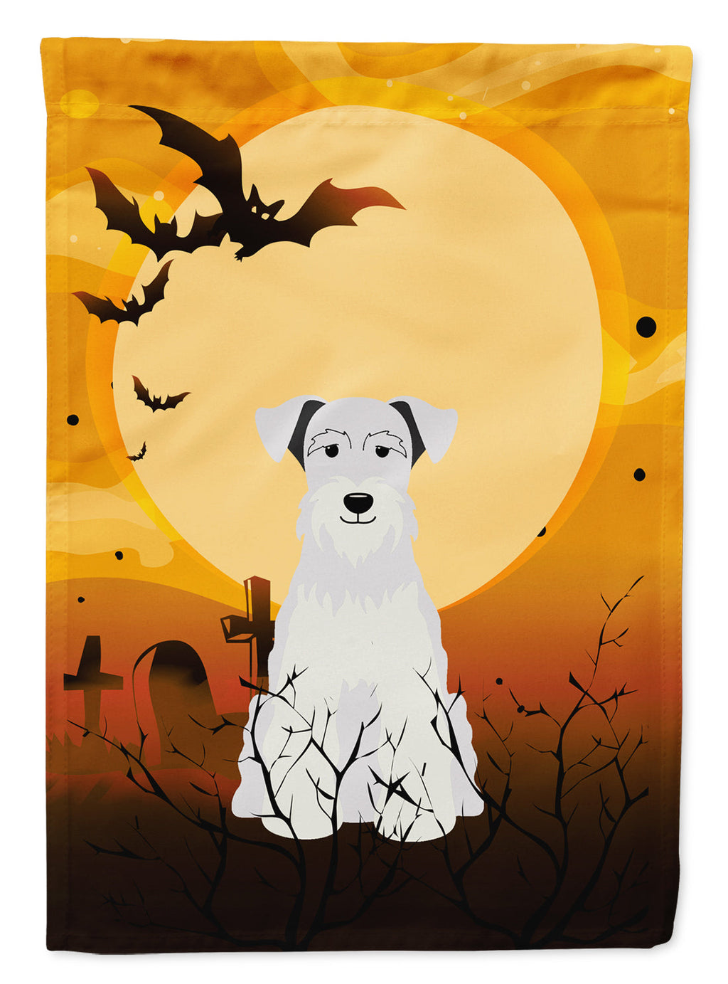 Halloween Miniature Schnauzer White Garden Flag Mailbox Decorative Yard Banner Outside Patio Artwork for Flower Beds, Garden Size, Multicolor