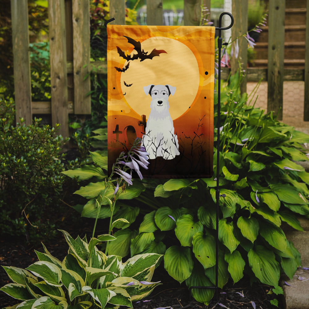 Halloween Miniature Schnauzer White Garden Flag Mailbox Decorative Yard Banner Outside Patio Artwork for Flower Beds, Garden Size, Multicolor