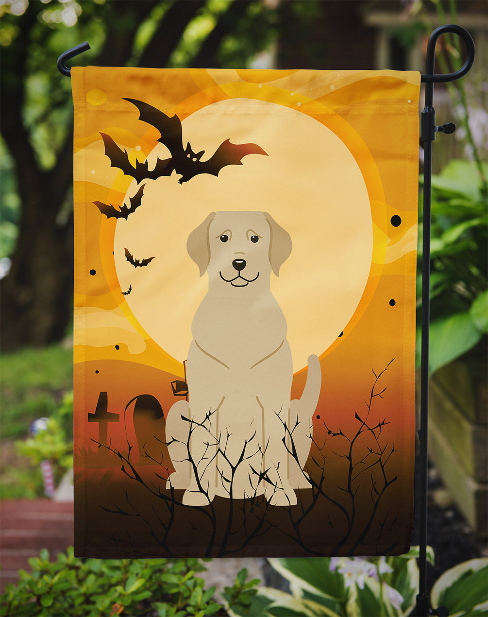 Halloween Yellow Labrador Garden Flag Mailbox Decorative Yard Banner Outside Patio Artwork for Flower Beds, Garden Size, Multicolor