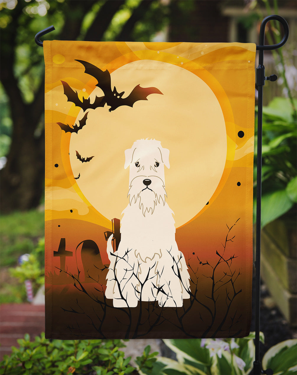 Halloween Soft Coated Wheaten Terrier Garden Flag Mailbox Decorative Yard Banner Outside Patio Artwork for Flower Beds, Garden Size, Multicolor
