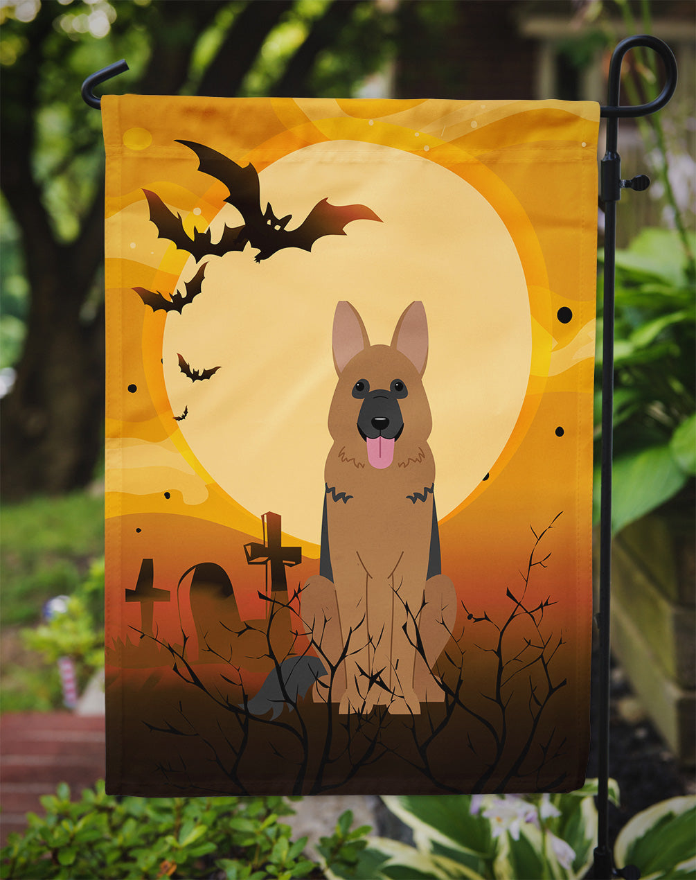 Halloween German Shepherd Garden Flag Mailbox Decorative Yard Banner Outside Patio Artwork for Flower Beds, Garden Size, Multicolor