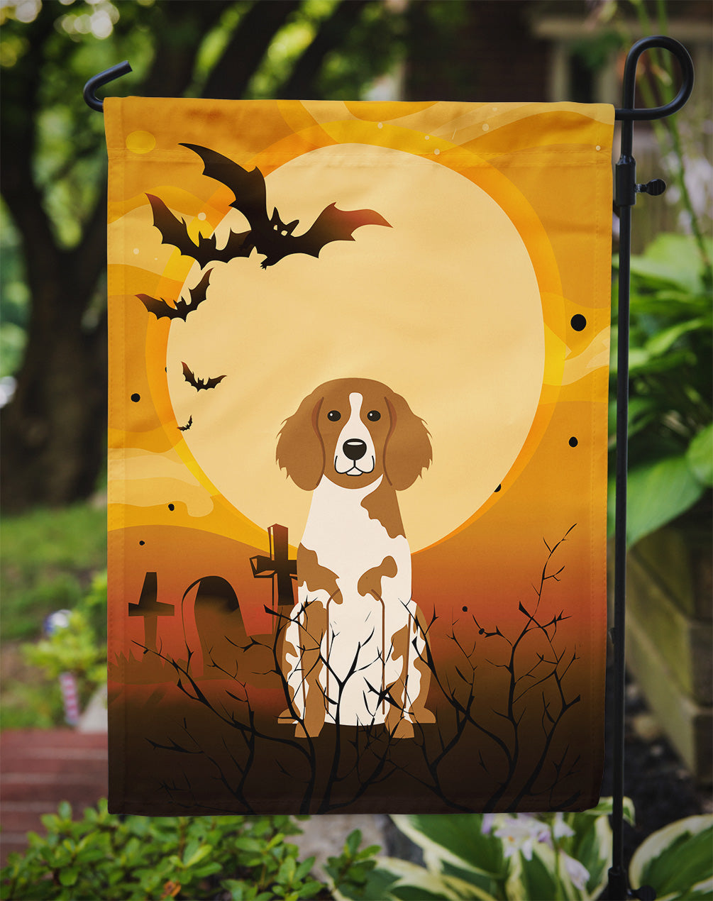 Halloween Brittany Spaniel Garden Flag Mailbox Decorative Yard Banner Outside Patio Artwork for Flower Beds, Garden Size, Multicolor