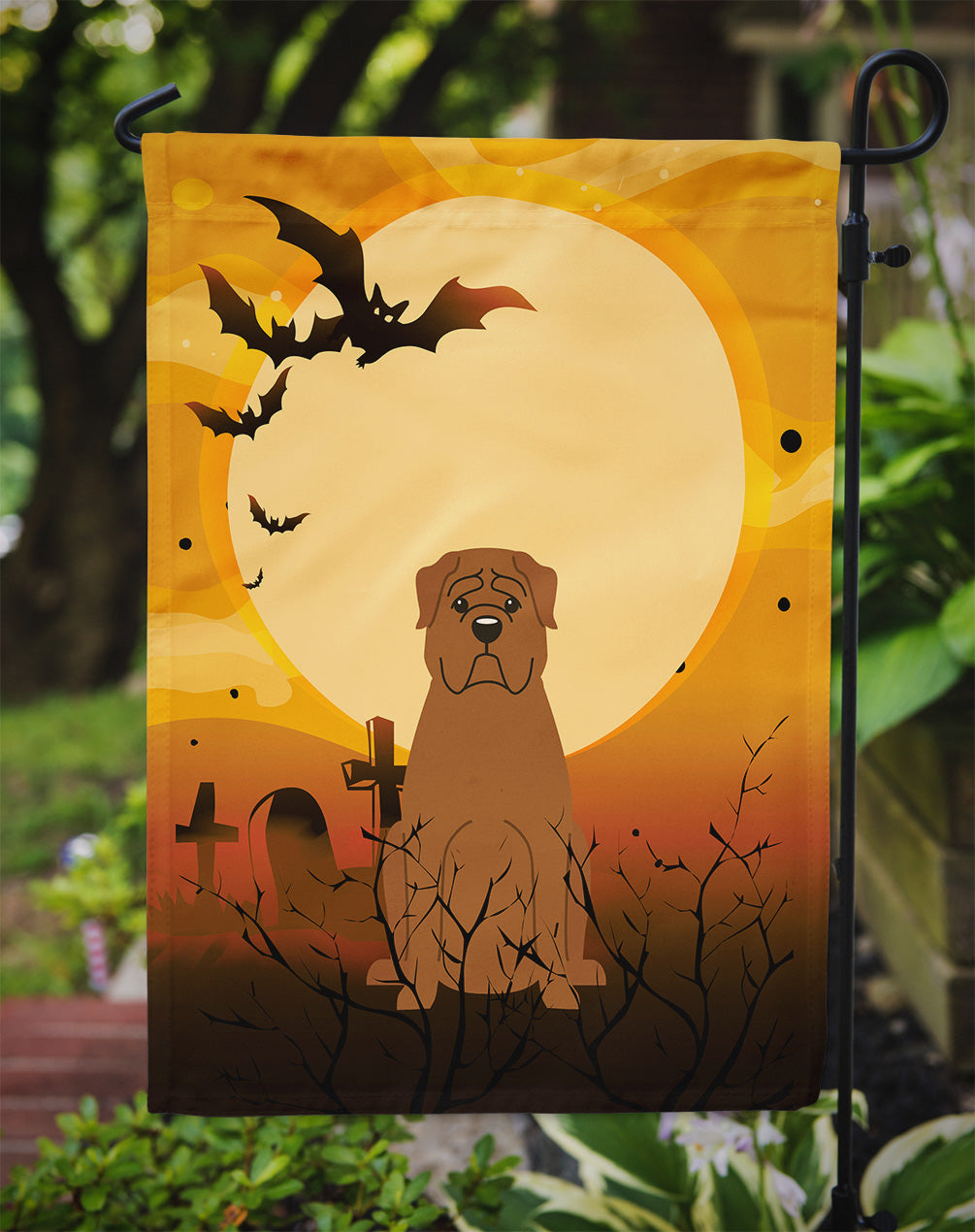 Halloween Dogue de Bourdeaux Garden Flag Mailbox Decorative Yard Banner Outside Patio Artwork for Flower Beds, Garden Size, Multicolor