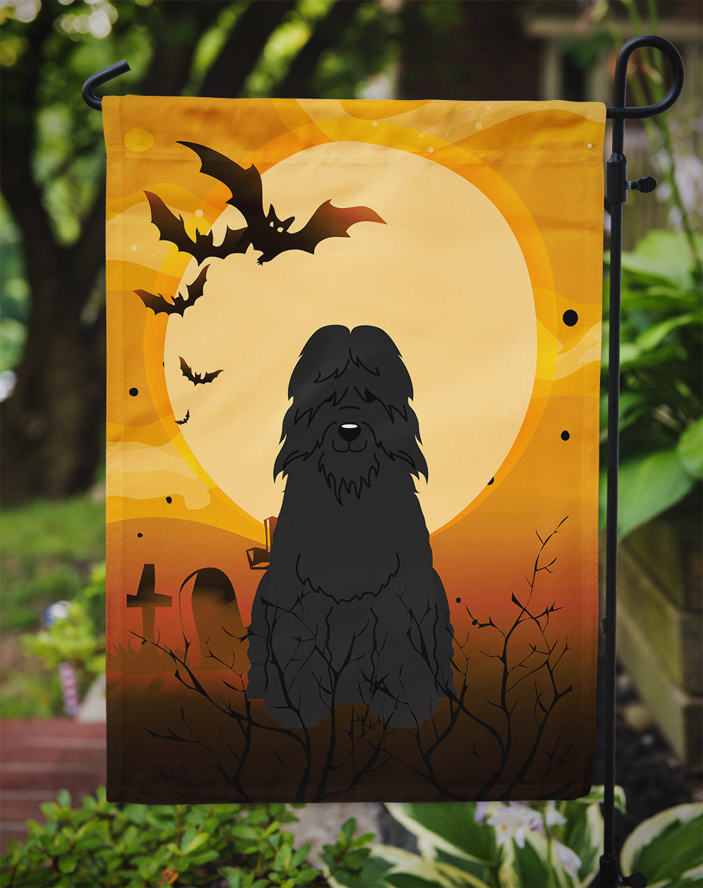 Halloween Bouvier des Flandres Garden Flag Mailbox Decorative Yard Banner Outside Patio Artwork for Flower Beds, Garden Size, Multicolor